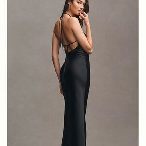 BHLDN Anthropologie Black Backless Halter MAXI Dress